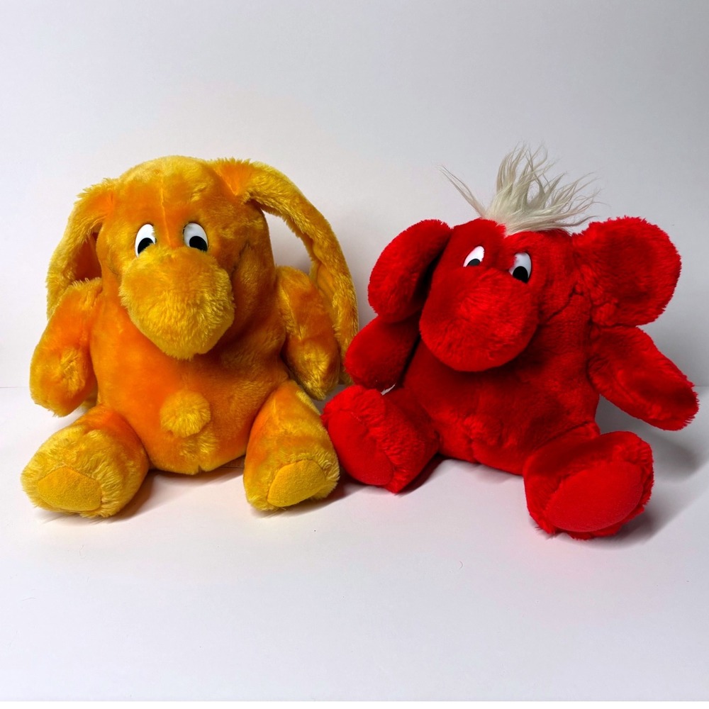 Vintage Kodak Kolorkins Plush Snap and Flash Orange Red Stuffed Animal Set 1980s
